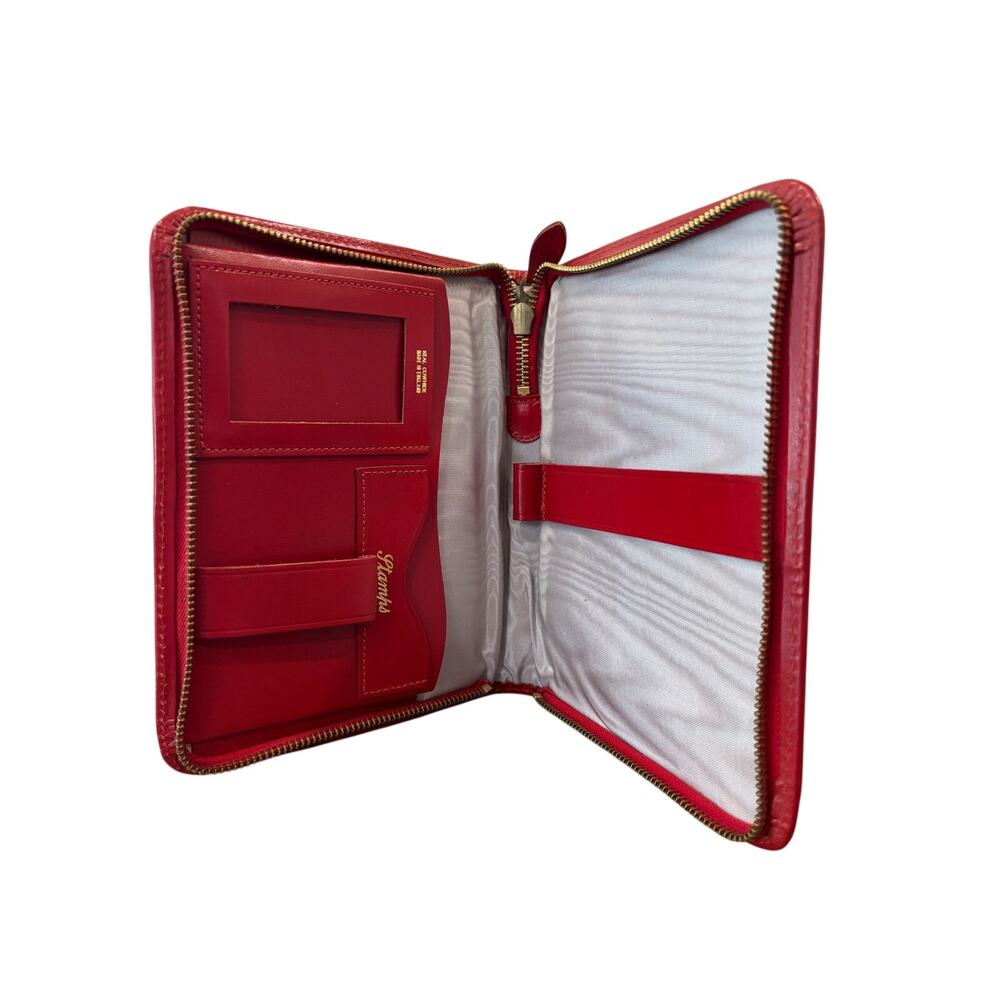 Vtg England Red Leather Writing Case 60s Holds Paper Letters Envelopes Stamps